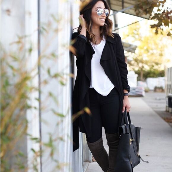 PATRIZIA LUCA NWT Trench Coat Women’s M Swing Jacket Black Y2K Goth Cyberpunk - Picture 7 of 12